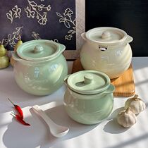 Double-eared lard jar household ceramic jar with lid high temperature resistant pepper jar kitchen special oil spicy seasoning jar