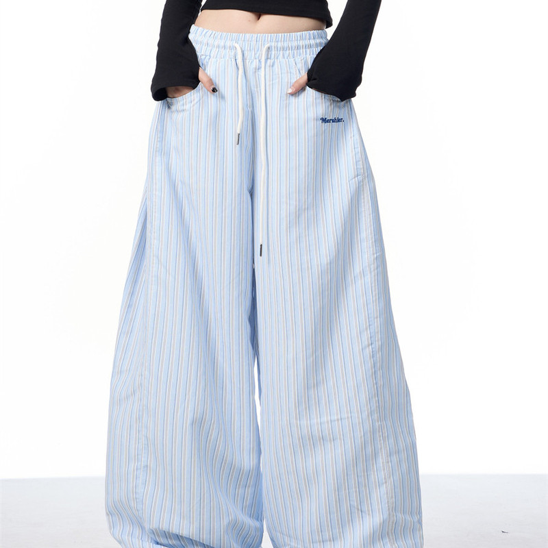 Dopamine Sports Striped Parachute Casual Pants Spring and Summer Relaxed Quick-Dry Loose Wide-Leg Long Pants Thin Style