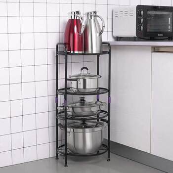 Multi-layer storage rack multi-function pot rack round household floor five-layer rack rack storage pot kitchen storage