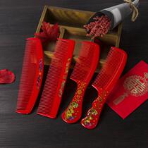 Comb wedding supplies collection red wooden combs a pair of wedding combs bride trousseau props creative wedding combs