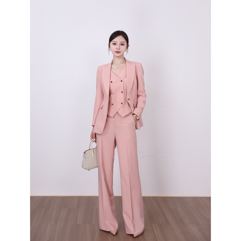 Elin Suit [Rio Art] Spring Style Suit Jacket, Vest, and Straight-Leg Pants Three-Piece Set