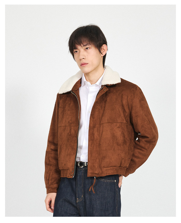 Stay the Night Suede Detachable Faux Fur Collar Jacket