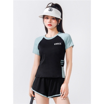 Womens swimsuit conservative split body-covering sports style student small chest push-up boxer swimsuit for hot spring swimming pool