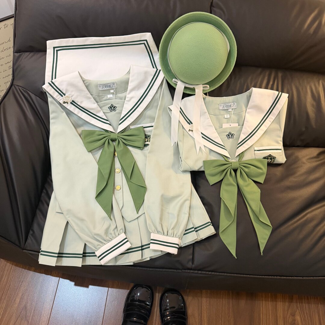 Luohua Candy (Green Mountain Jasmine) Japanese Genuine Forest Student School Uniform Sweet Short Skirt Cute Set Sweet Uniform