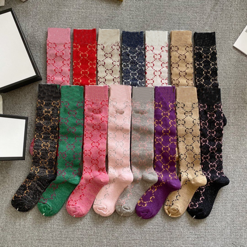 Alphabet Letter Gold Thread Mixed Fashion Trendy Classic Versatile Mid-Calf Socks for Women, Popular on Instagram, Slimming and Sexy Long Socks Alphabet Letter Gold Thread Mixed Fashion Trendy Classic Versatile Mid-Calf Socks for Women, Popular on Instagram, Slimming and Sexy Long Socks
