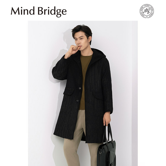 Mind Bridge2024 Autumn and Winter New Men's Jacquard Textured Single-Side Wool Blended Jacket