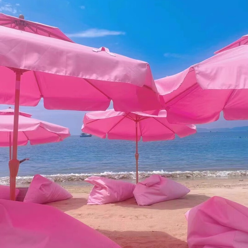 Outdoor Sunshade Umbrella, Rainproof Pink Courtyard Stall Umbrella, Balcony Umbrella, Beach Guardhouse Umbrella, Beach Camping Umbrella