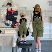 Play together parent-child clothing summer new boys and girls overalls sun protection breathable overalls net celebrity mother and child clothing