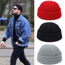 Winter Knitted Hats Women Skullcap Beanie Hat Men Retro Brim