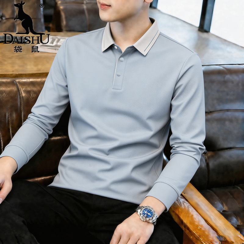 Kangaroo New Autumn Loose Long-Sleeved T-Shirt for Men, High-End Business Casual Men's Clothing, Large Size Collared Polo Shirt Top Kangaroo New Autumn Loose Long-Sleeved T-Shirt for Men, High-End Business Casual Men's Clothing, Large Size Collared Polo Shirt Top