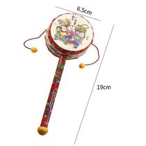 High-quality infant and toddler hand-cranked rattle 19cm environmentally friendly plastic loud sounding peace auspicious drum best-selling model