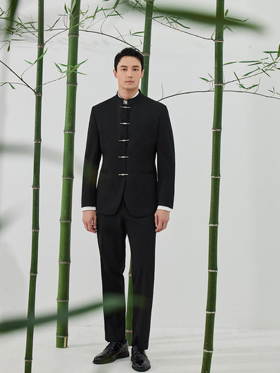 Woodpecker New Chinese Style Men's Suit Set National Style Stand Collar Zhongshan Suit High-End Suit Wedding Engagement Suit Jx