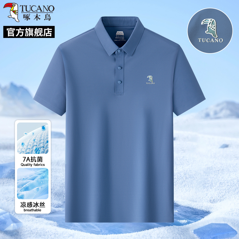 【冰丝无痕】啄木鸟男士短袖翻领polo衫夏季薄款爸爸休闲t恤上衣C