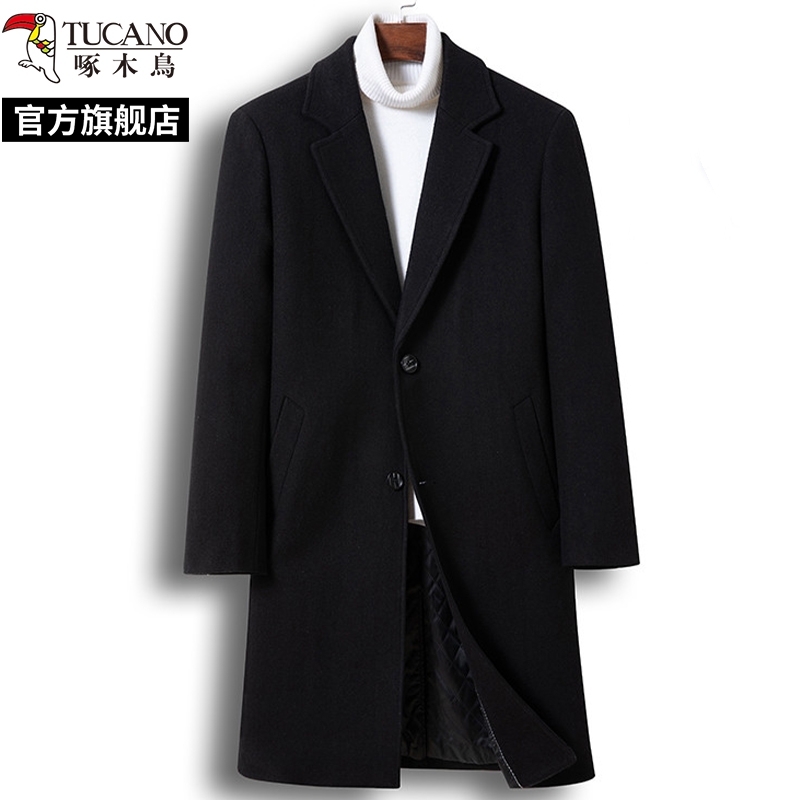 ウッドペッカー メンズ ウールジャケット 2024 冬 コットン 厚手 ウールコート ミドル丈 高級ウール ウィンドブレーカー