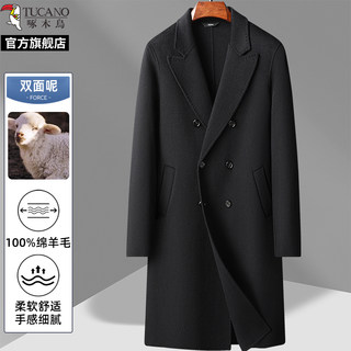 Woodpecker herbst und winter, hochwertiger neuer zweireihiger wollmantel im koreanischen stil, mittellang, doppelseitiger overknee-wollmantel für herren