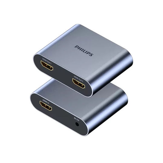 Philips HDMI Splitter One-To-Two 4K High-Definition Audio and Video Crossover Laptop Set-Top Box Simultaneously Connected to Tv Monitor Projector 1 in 2 Out Split-Line Splitter