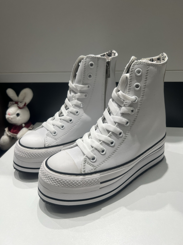 Aijia 2024 New Arrival Ultra-Light High-Top Black and White 11cm Height-Increasing 5inch Women's Casual White Sneakers