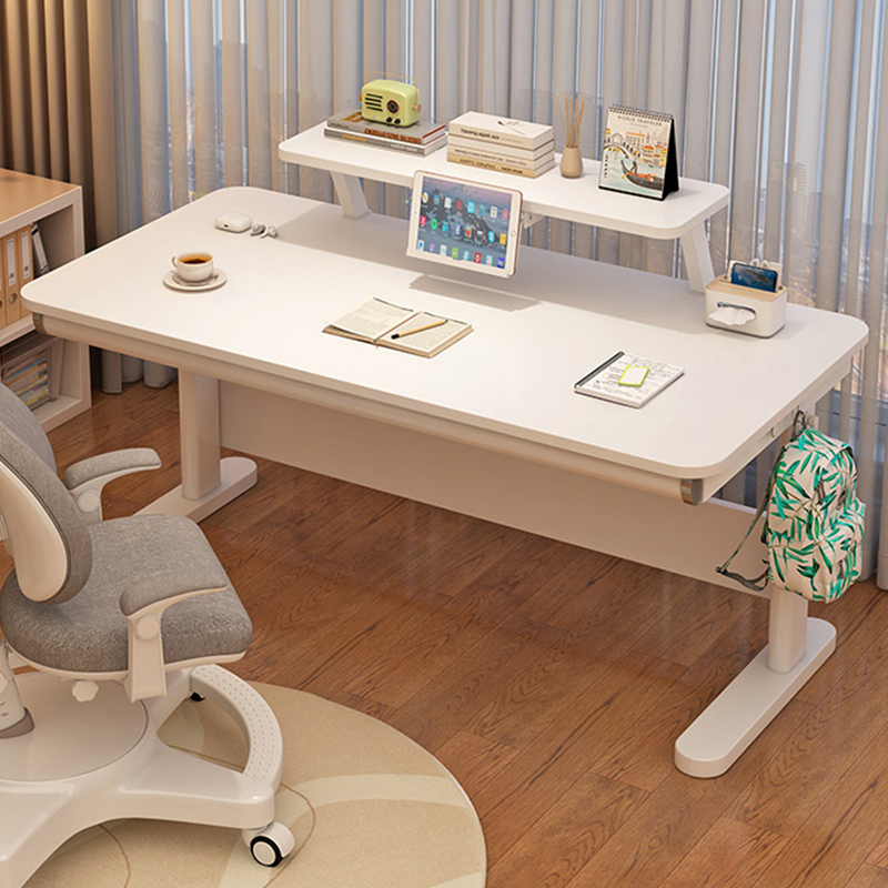 Xiangsenmeng Children's Study Desk, Adjustable Height, Writing Desk and Chair Set for Primary and Secondary School Students, Home Use, Large White Desk, Solid Wood Study Desk