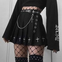 Women 39 s High Waist Gothic Punk Mini Skirts Ladies Cross