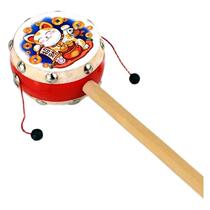 Wave drummer shakes the drum traditional sheepskin rattle baby wooden chewable baby and young children old-fashioned handmade