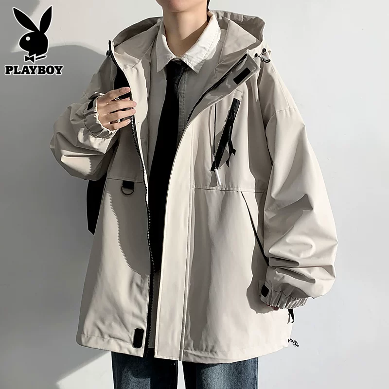 Плейбой, мужская куртка с капюшоном, демисезонное trench coat