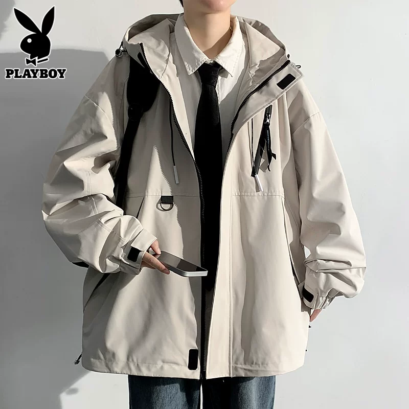 Плейбой, мужская куртка с капюшоном, демисезонное trench coat