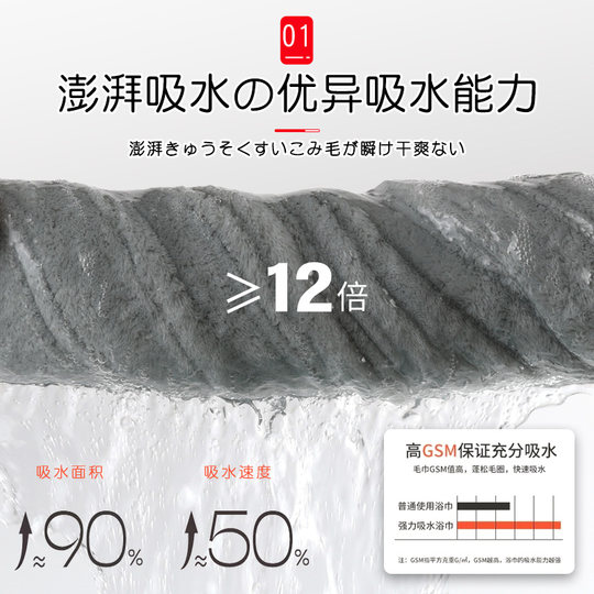 日本Tosfu毛巾浴巾三件套男士洗澡专用比纯棉吸水加厚裹全身家用