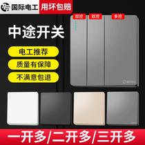One open two open three open multi-control three-control midway switch panel triple one lamp single open double open concealed and surface-mounted type 86