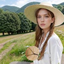 Baige summer farmer straw hat sun protection sun hat construction site hat large brim straw hat can be customized LOGO diameter about 38