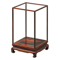 Mahogany glass cover red rosewood Buddha statue vase handicraft ornaments dust cover Ruyi antique transparent display box