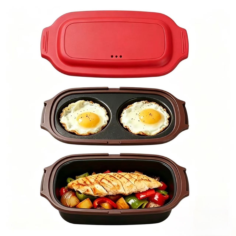 Microwave Oven-Specific Cross-Border New Product, Microwave Oven-Specific Egg Fryer, Lunch Box for Work, Double-Layered Compartment Box