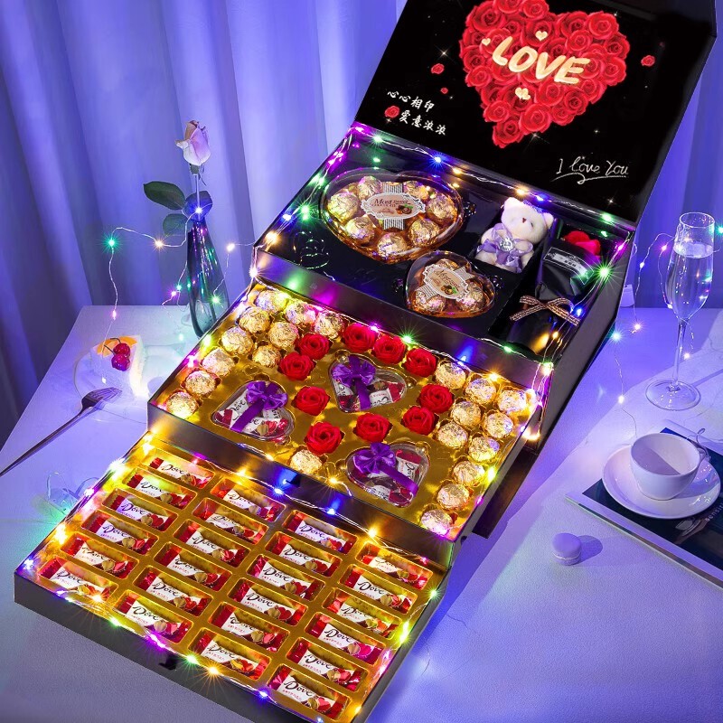 Dove Chocolate Gift Box Birthday Gift for Girlfriend Valentine's Day Heart-Shaped Snacks High-End Creative Gift Dove Chocolate Gift Box Birthday Gift for Girlfriend Valentine's Day Heart-Shaped Snacks High-End Creative Gift