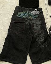 Summer Gothic Retro Black Shorts Womens Hip Hop Sreet Denim