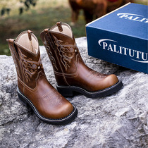 New Embroidery Retro Western Cowboy Boots Short Barrel Boots Women Rider Boots Chelsea Boots Short Boots Genuine Leather Martin boots