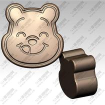 Cartoon Winnie the Pooh head biscuit round carving three-dimensional view 3D printing model stl and obj