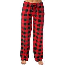 Women Autumn Winter Plaid Printed Pants Full Length Long Tro