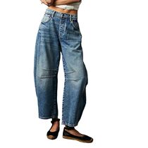 Cropped Jeans for Women y2k Aesthetic Solid Color Low Waist