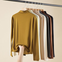 Coconut Oil Mask Clothes Bottoming Shirt 2023 New Womens Autumn and Winter Half-High Collar with Long Sleeves Slim-fitting Bottoming Shirt Mid-Collar T