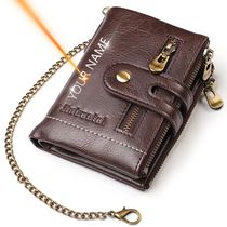 2024 New Men Wallets Name Customized PU Leather Short Card H