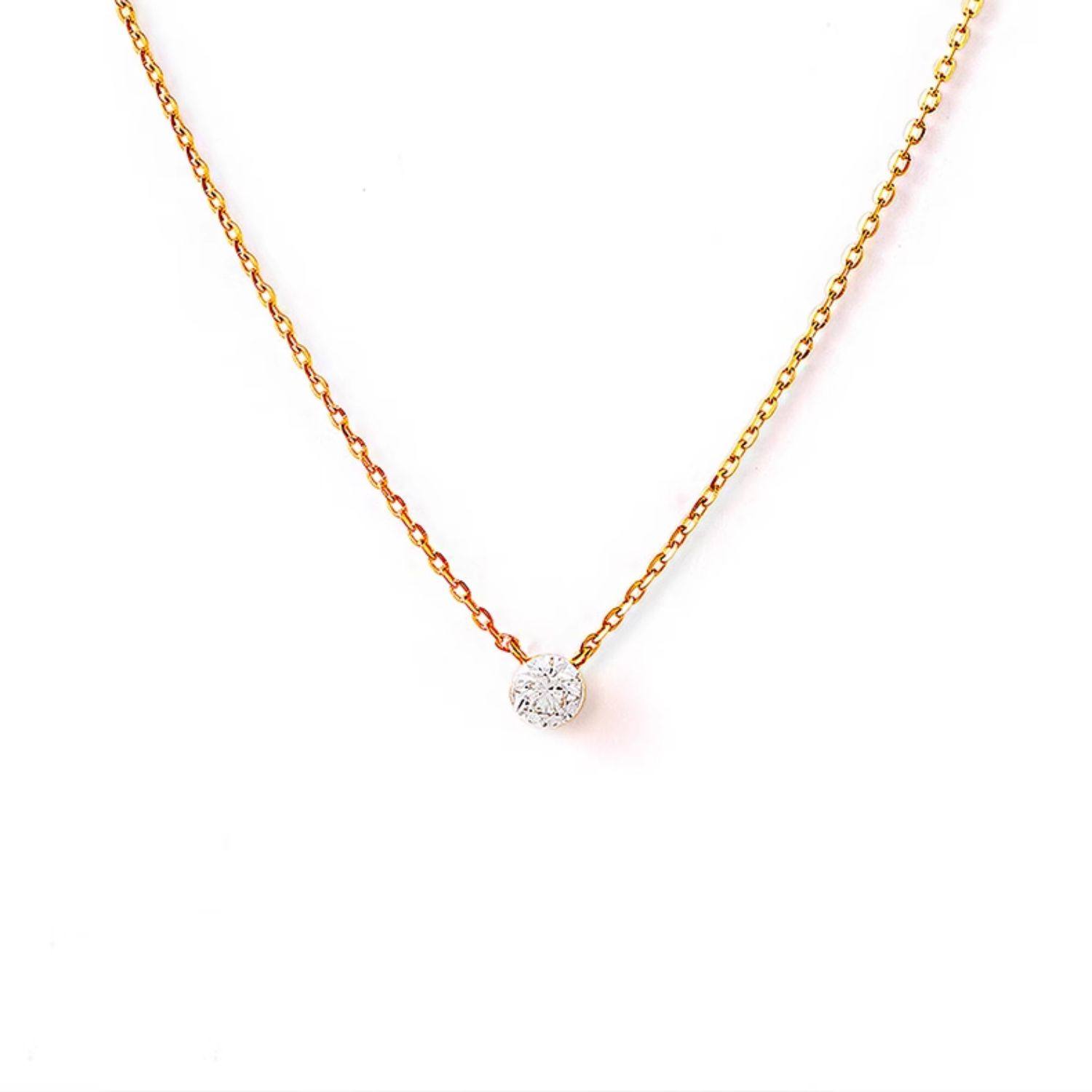 【日本直邮】agete/阿卡朵【一滴泪】隐形镶嵌18K金单钻项链 30分