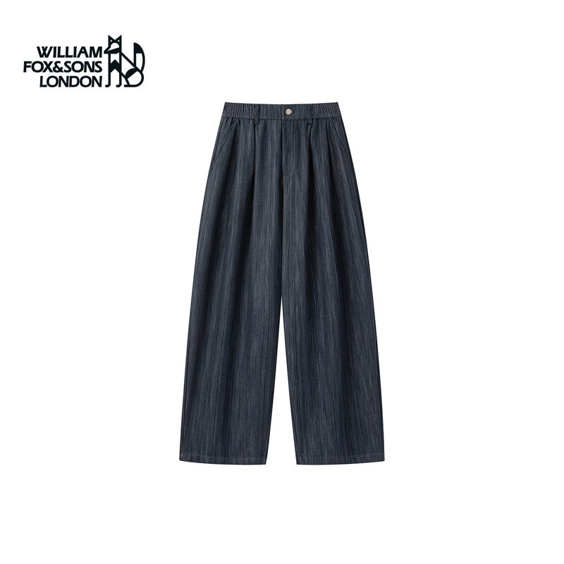 British Little Fox 26 Autumn High-End Starry Jacquard Craft Lyocell Blend Loose Drape Casual Wide-Leg Pants