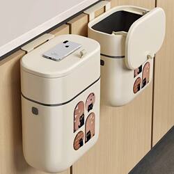 Japanese Kitchen Wall-Mounted Trash Can with Lid for Home Use, Cabinet Door, Bathroom, Countertop, No-Bending Paper Basket