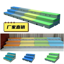 The schools new mobile folding PE plastic flip choir steps school music classroom mobile three-story choir stage