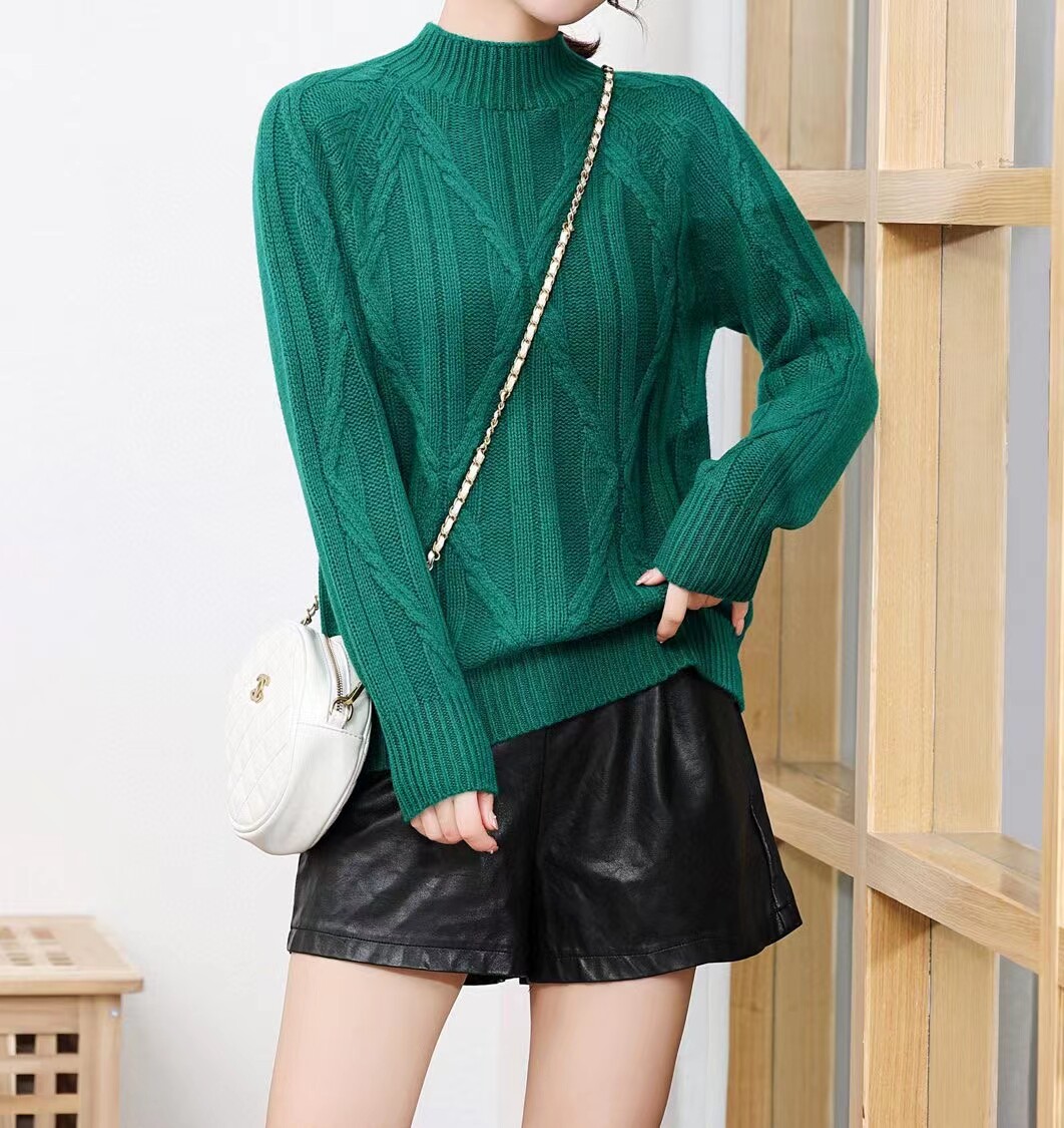 Heavy work thickened seamless forming half high collar only this wave well-being big drain