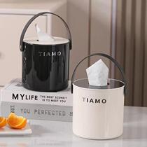 New style cream wind paper barrel light luxury portable living room bedroom desktop paper box high-looking cylindrical paper roll