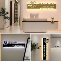 Company front desk image background wall logo luminous characters wrought iron billboard display hollow signboard light box custom made
