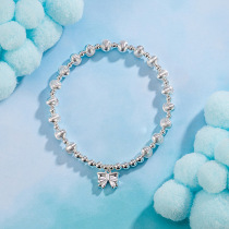 Car flower cats eye bow round bead bracelet elastic handmade beading simple niche design exquisite fashionable hand ornaments