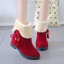 Snow womens boots winter boots zip-up shoes mid-calf womens shoes plus fleece heel mid-boots winter boots cotton shoes princess womens boots fur balls