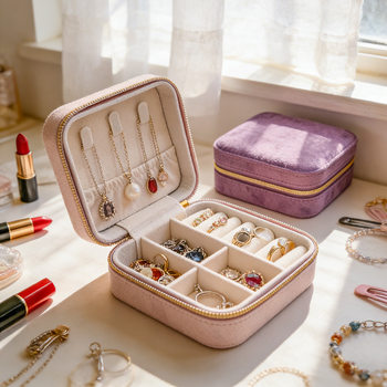 Mini portable square velvet gift jewelry box, earrings, earrings, rings, lipstick, necklaces, jewelry storage box