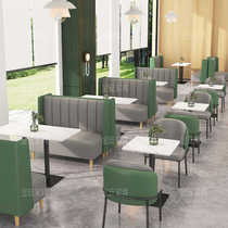 Customized Western restaurant wall booths hot pot restaurant milk tea cuisine solid wood sofa tea meal hotel tables and chairs for commercial use